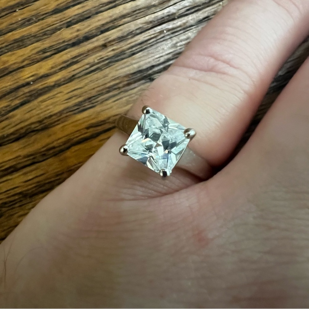 925 Silver Princess Cut Solitaire Ring